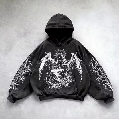 Gothic Graphic Print Hoodie